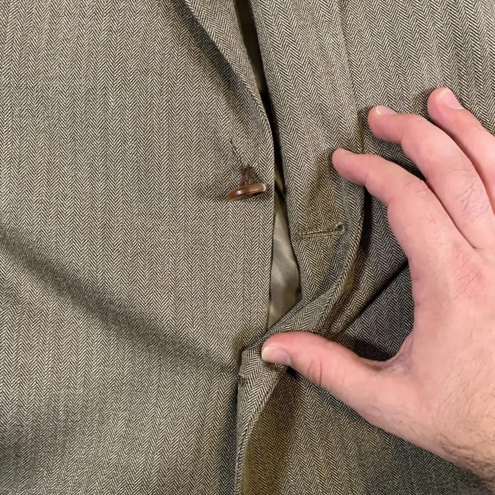 Ralph Ralph Lauren Blazer Men's Sport Coat Size 48R Brown Wool Silk Blend Jacket